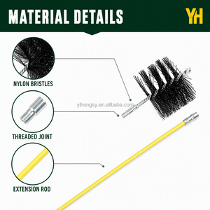 Brosse rotative personnalisée pour cheminée, poils en nylon, joint fileté, tige longue avec tête de brosse détachable pour le <span class=keywords><strong>nettoyage</strong></span> des conduits de fumée, vente en gros - Product Image 4