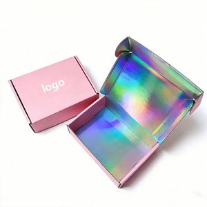 Boîte d'expédition rose personnalisable directement de l'usine avec doublure holographique, attrayante, idéale pour l'emballage de cosmétiques et de cadeaux - Product Image 2