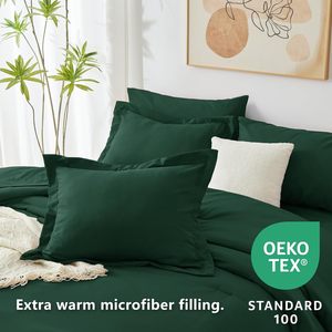 Vua Comforter thiết lập Ngọc Lục Bảo màu xanh lá cây, 7 miếng giường trong một túi bộ đồ giường Comforter thiết lập với tấm, tất cả các mùa Boho 7PC Bộ giường - Product Image 3