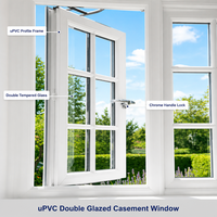 Fenêtre à battant horizontale en PVC/UPVC, double vitrage, verre trempé, insonorisée, avec moustiquaire en fibre de verre, en plastique