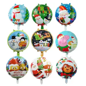 Poupée elfe de noël de 18 pouces, chaussettes de noël, arbre de noël, bonhomme de neige imprimé, ballons en Film d'aluminium ronds, vente en gros