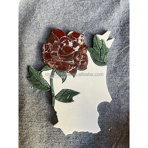 Mosaïque de fleurs en marbre poli à jet d'eau rose pour murs et sols, écologique, pour studios et villas - Product Image 3