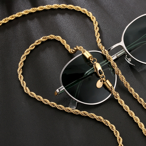 สร้อยคอเชือกฮิปฮอป สแตนเลสสตีล ดีไซน์เกลียว กันน้ำ ของขวัญเครื่องประดับ ชุบทองคำแท้ 18K ความหนา 5 มม. สำหรับผู้หญิงและผู้ชาย - Product Image 1