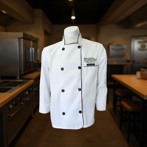 Giacca da Chef Dove a Maniche Lunghe in Twill di Cotone Unisex, Uniforme da Cucina - Product Image 2