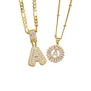 Collar con colgante de inicial de circonita cúbica MoLin para mujer, cadena de 26 letras del alfabeto, chapado en oro, engaste de bisel, tecnología de incrustación al por mayor - Product Image 1