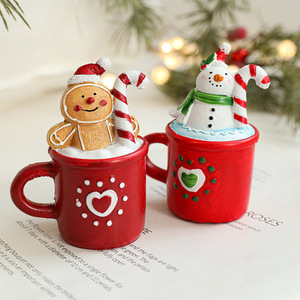 Christmas Table <strong>Decor</strong> Resin <strong>Gingerbread</strong> Man Figurines Coffee Cups Tiered Tray <strong>Decor</strong> - Product Image 2