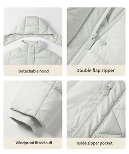 Giacca in <span class=keywords><strong>piumino</strong></span> caldo con collo in piedi gonna anteriore doppia giacca da donna Casual All-in-one con cappuccio impermeabile antivento - Product Image 3