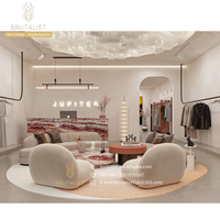 Idées de présentation de vêtements simples Présentoir de meubles de magasin de tissus en bois personnalisé Présentoir de jeans de magasin d'intérieur