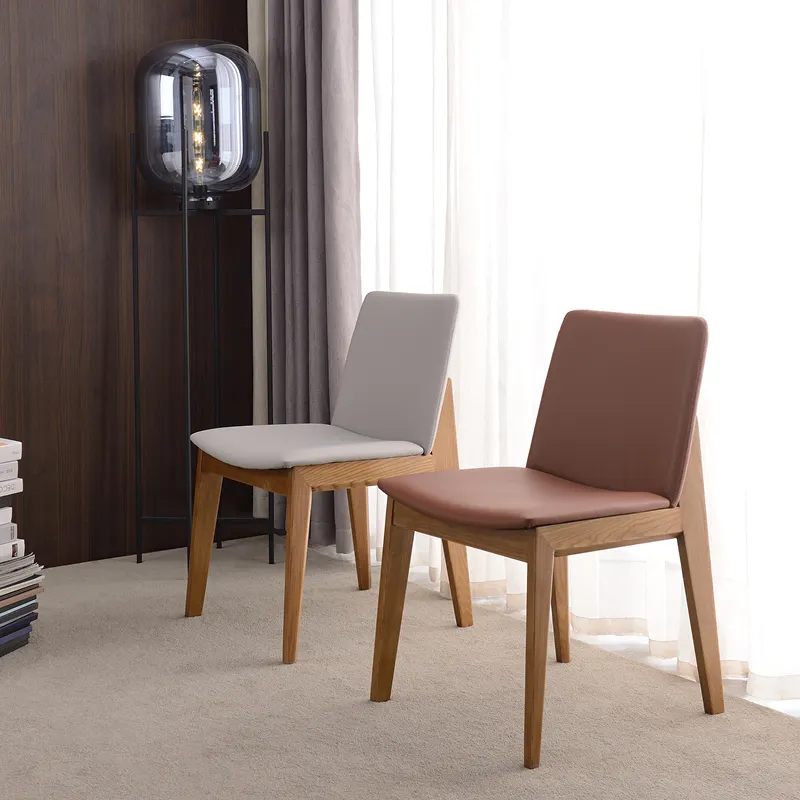 Vendita calda mobili ristorante sedia da pranzo set comode gambe in legno massello con pelle in legno sedie da pranzo