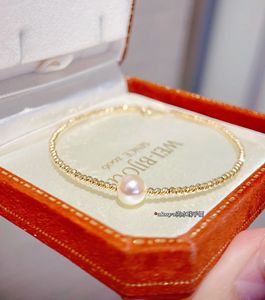 Xinfly Wholesale 18k Yellow Gold Natural Akoya Pearl Laser <b>Beads</b> <b>Bracelet</b> - Product Image 3