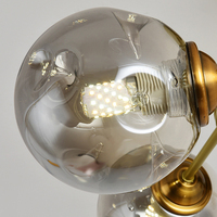 Lustre nordique à 5 lumières - 76 cm Or et verre fumé Suspension/plafonnier avec variateur à 3 niveaux