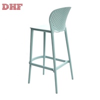Chaise haute simple et moderne en plastique avec dossier, mobilier de bar DHF en promotion