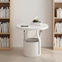 Petite table basse ronde en pierre frittée moderne, table à thé, table de salon pour le salon avec métal