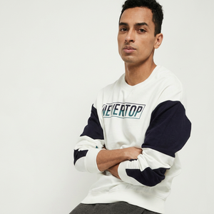 Sudadera Blanca de Cuello Redondo para Hombre, Manga Raglán, Logotipo Estampado, Informal, de Punto, 100% Algodón, Corte Regular, para Otoño - Product Image 1