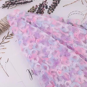 Griadent colores Tie Dye estilo púrpura hinchado volante flor tela tul red volante pastel vestido tela <span class=keywords><strong>de</strong></span> encaje - Product Image 3