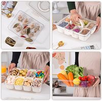 Plateau de service à 8 compartiments avec couvercle et poignée, boîte à collation portable, plateau à légumes, organisateur de bonbons