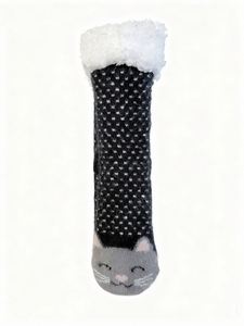 Chaussettes thermiques en jacquard nordique à rayures contrastées pour hommes et femmes, avec doublure en velours et polaire d'agneau, antidérapantes avec grip en silicone, pour la neige et la maison - Product Image 6