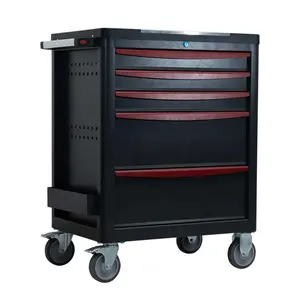 5 Schubladen Rolling Tool Box Cabinet Chest Storage mit Rädern und Edelstahl platte