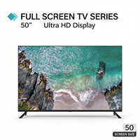 Téléviseur UHD 4K de 50 pouces avec commande vocale, écran sans bordure, cadre presque invisible, supports de table, téléviseurs intelligents LED LCD Android de 50 pouces