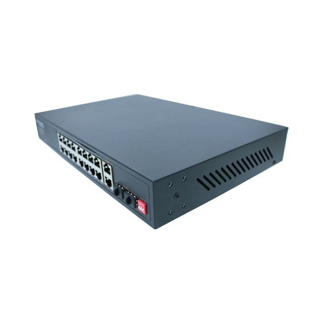 Unmanaged 2 Gigabit Uplink Ports Intelligent PoE Network Switch with Fiber Optic Electrical Interface
