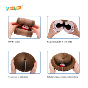 Famipet all'ingrosso pieghevole circolare organo magico cartone gatto tiragraffi giocattolo con campana - Product Image 3