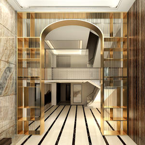 Moderne Hotels Villa Lobby Interieur Metalldekoration antike Kupfer-Edelstahl-Bildschirmplatten Lasergeschnittene Wandplatte Silber - Product Image 4