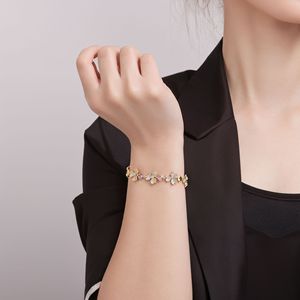 Clover <b>Bracelet</b> For Women Gold Tone Crystal Flower Design Gift Jewelry Everyday Wear - Product Image 4