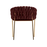 Chaise de salle à manger en velours Roma à nœuds, style 2024, fauteuil d'appoint rose unique, chaise de salle à manger en gris rose avec pieds en fer doré