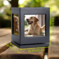 Urna Conmemorativa Cuadrada para Mascotas, Ecológica y Duradera, de Madera, con Base Giratoria para Fotos, para Perros y Gatos, Estilo Clásico, para Guardar Cenizas