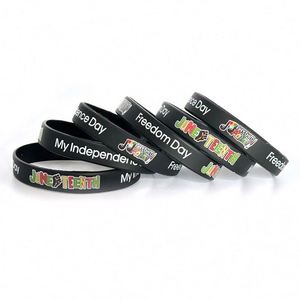 Bracelet en silicone Fête de l'Indépendance, Bracelet de poignet en silicone Joyeux Fête de la Liberté de juin, Bracelet de fête pour la Fête de l'Indépendance - Product Image 5