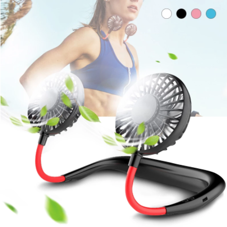 Hand Free Personal Portable USB Battery Rechargeable Mini Fan Headphone Design Compatible Wearable Neckband Angle Adjustable Fan