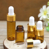 Mini flacons compte-gouttes en verre transparent ambré avec bouchon doré pour huiles essentielles, parfums et cosmétiques liquides
