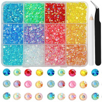 Gros 12 compartiments Candy Résine Strass plats 12 couleurs nail art gemmes DIY