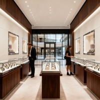 Vitrine de présentation pour bijoux et montres, en verre, avec socle en acier inoxydable, support de comptoir