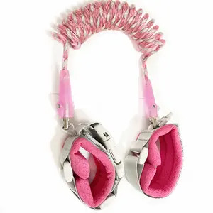 Customized Size Pink Transparent Key Lock Child Safety Bracelets With Reflective Strips Steel Core Anti-Lost Wrist Leash