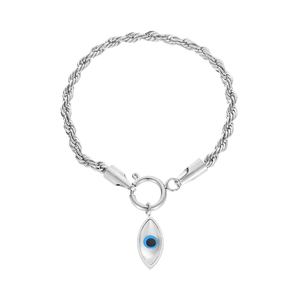 Pulsera de cable trenzado de acero inoxidable chapado en oro de 14k, accesorios contra el mal de ojo, venta al por mayor - Product Image 3