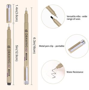 Bộ bút vẽ chuyên nghiệp bán chạy, quà tặng vẽ anime, 12 cây bút vẽ nét mảnh màu đen, bút đánh dấu nghệ sĩ - Product Image 5