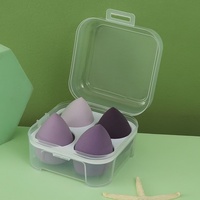 Lot de 4 éponges de maquillage violettes et vertes, sans latex, colorées, outils cosmétiques OEM ODM, vente en gros