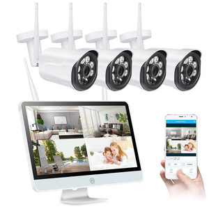 HJSCCD 4CH Wireless <b>CCTV</b> <b>Camera</b> Kit <b>WiFi</b> NVR Surveillance System with HDMI Output and Micro SD Card Storage - Product Image 1