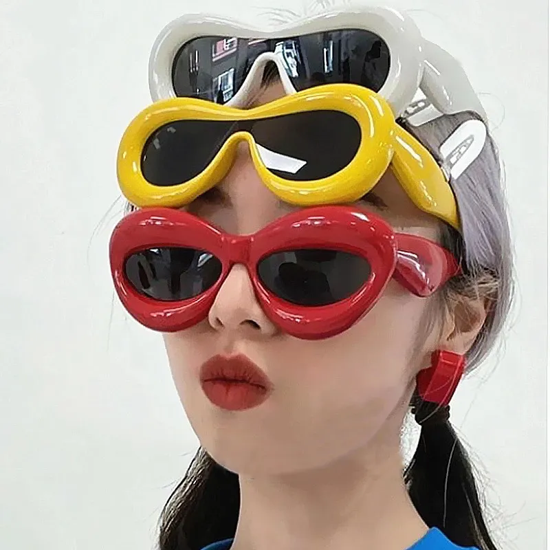 3120 Yellow Red Fancy Party Festival Women Inflated Sunglasses Men Hip Hop Unique Y2K Blue Funny Shades 2023 Trending Eyewear