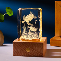 Cubes en cristal vierges personnalisables pour gravure laser 3D, cubes en verre cristal avec base en bois