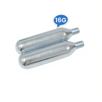 Bouteille de gaz portable en acier pour CO2, N2, AR, 16g-38g, filetée, rechargeable, pour gonflage rapide des pneus de vélos de route