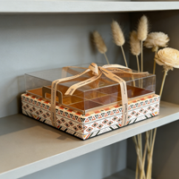 Boîte à gâteau jetable avec couvercle transparent en PET, boîte d'emballage en papier pour pâtisserie, biscuits, cadeaux