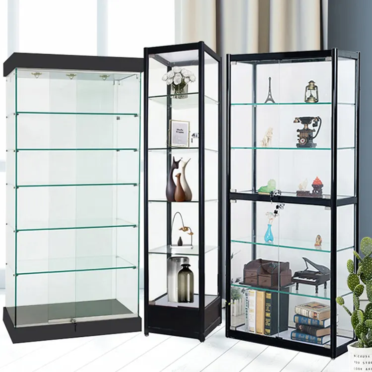 Showcase Cabinet Factory Sale Mdf Metal Back Lockable Modern Jewelry Glass Display Modern Tempered Glass Cabinet With Led Glass Display Showcase