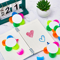 Cadeau amusant personnalisé stylo publicitaire avec logo en gros forme de fleur surligneur à cinq couleurs stylo en plastique