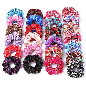 New Summer Hair Scrunchies Retro Oil Painting Monet Stain Hair Scrunchies Gradient Wrinkle Scrunchies Hair Ties