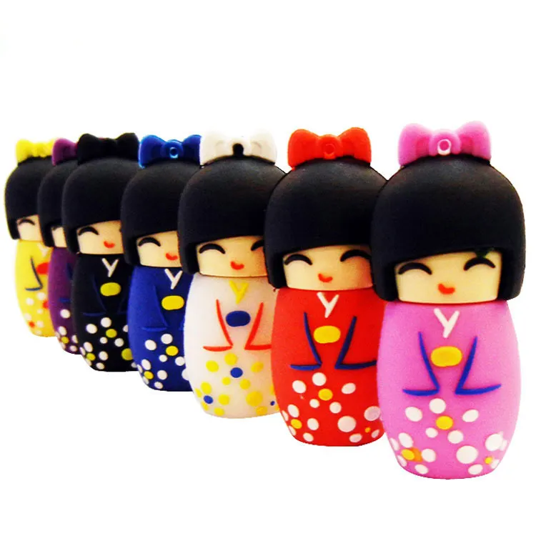 De dibujos animados usb 2,0 Kimono japonés muñeca 8gb 16gb disco flash usb memoria USB Flash pen Drive