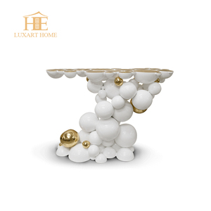 Table d'entrée sur mesure table <span class=keywords><strong>console</strong></span> moderne de luxe <span class=keywords><strong>en</strong></span> métal <span class=keywords><strong>en</strong></span> acier inoxydable <span class=keywords><strong>blanc</strong></span> et laiton avec miroir - Product Image 3