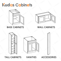 Meubles de cuisine en bois massif sur mesure, style shaker américain moderne, avec îlot central pour villa.