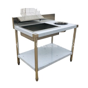 สถานีเตรียมอาหารเชิงพาณิชย์ สแตนเลสแบบตั้งพื้น พร้อมอ่างล้างมือ ตะกร้า และคุณสมบัติป้องกันการกัดกร่อน สำหรับไก่ทอดและแฮมเบอร์เกอร์ - Product Image 4